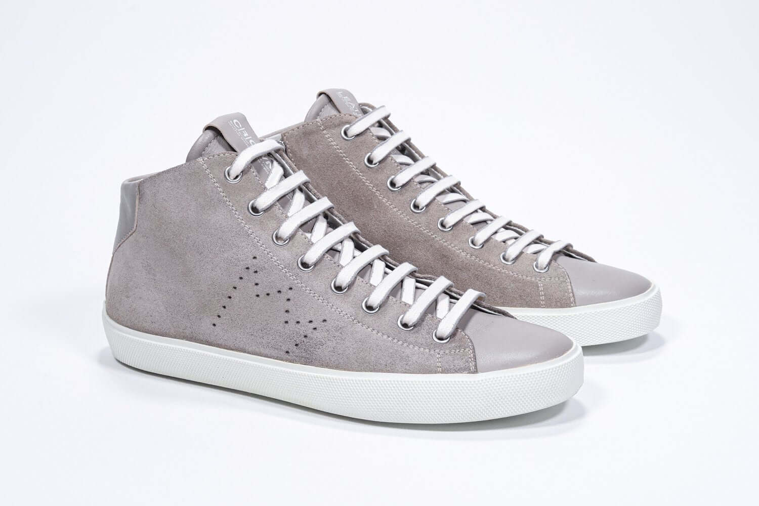 Men's High-top EARTH sneaker in fawn suede showcasing contemporary design and premium suede texture.